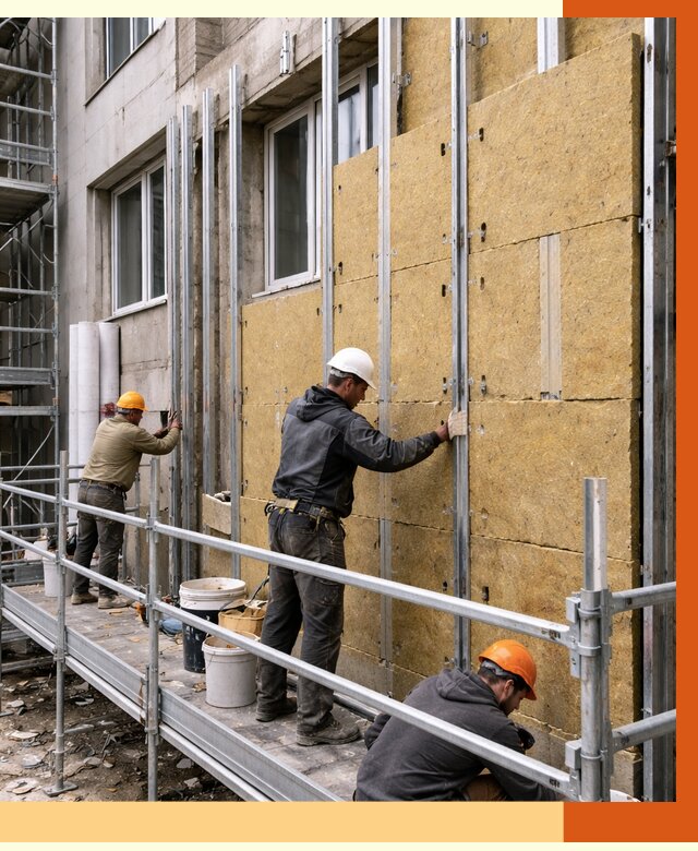 Утепление вентилируемого фасада в Щекине от 5764 руб/м2 — монтаж и утепление вентфасад | ТепломастерЕкн